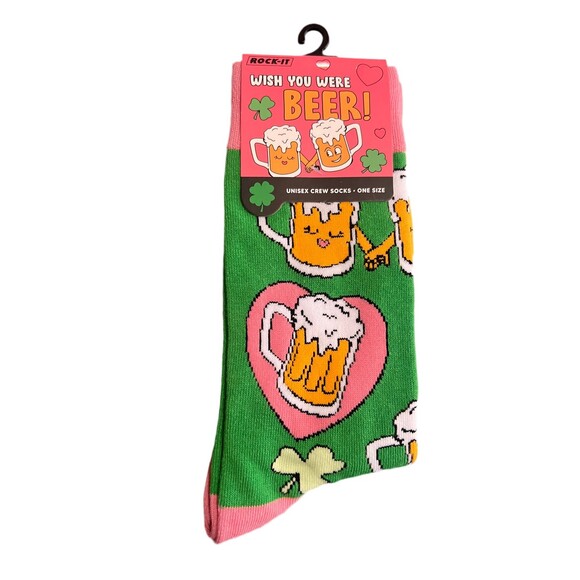 Rock It Wish You Were Beer Unisex Crew Socks - Picture 1 of 2